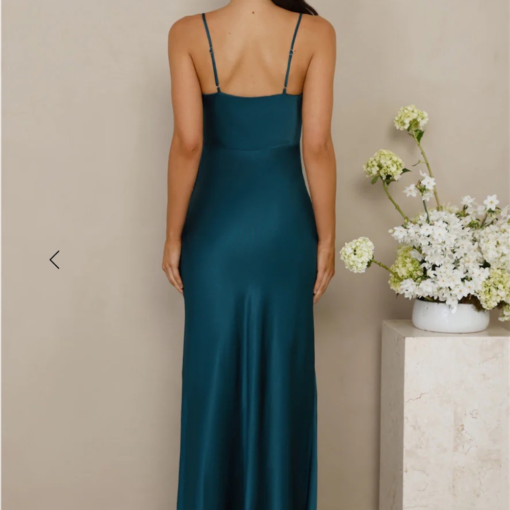 Hello Molly Satin Maxi Dress Teal - Picture 8 of 9